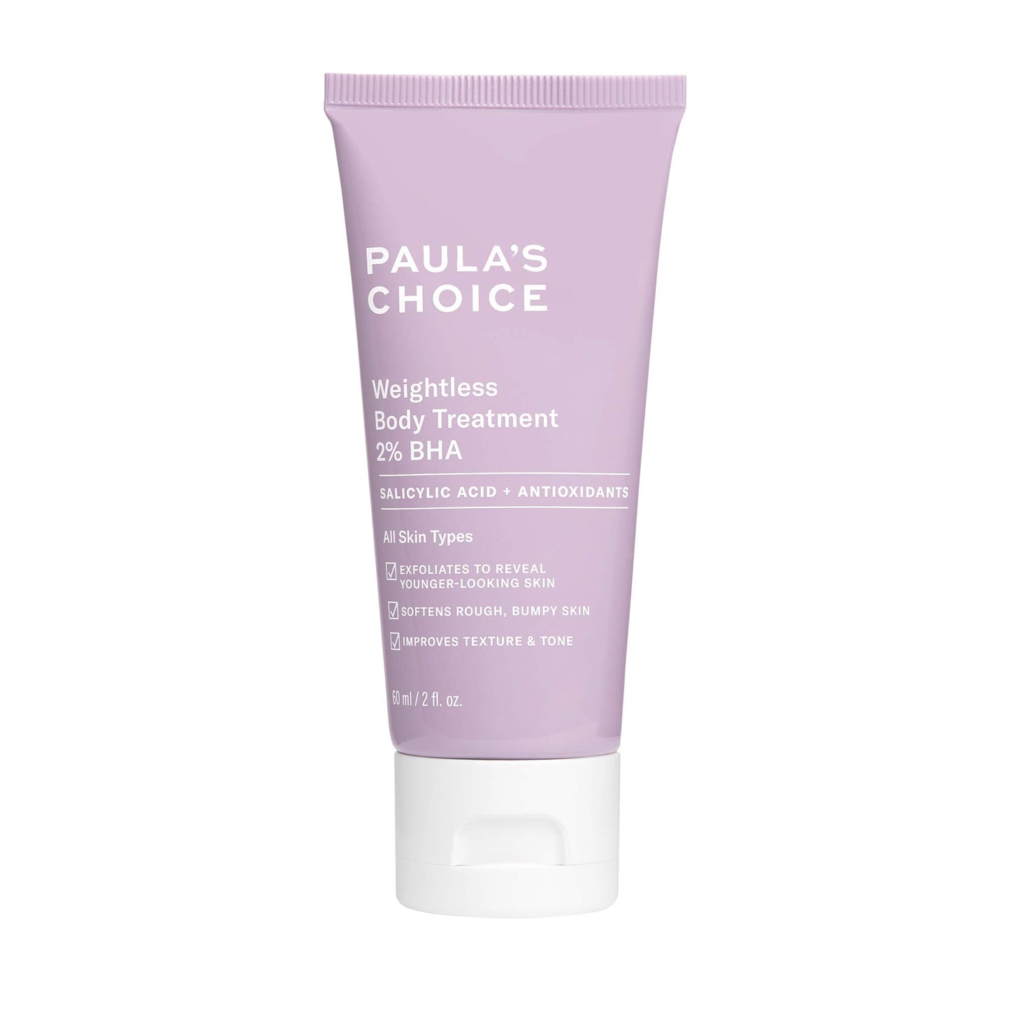 Paula's Choice Weightless Body Treatment 2% BHA, Salicylic Acid & Chamomile Lotion Exfoliant, Moisturizer for Keratosis Pilaris (KP) Prone Skin & Clogged Pores, Fragrance-Free & Paraben-Free, 2 Fl Oz