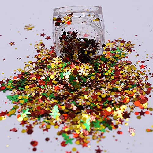 10 Grams/Pack - Christmas Holiday Snowflake Tree Mixes Series Glitter - Festival Rave Beauty Makeup Face Body Nail Art Craft Tumbler Decoration CH121