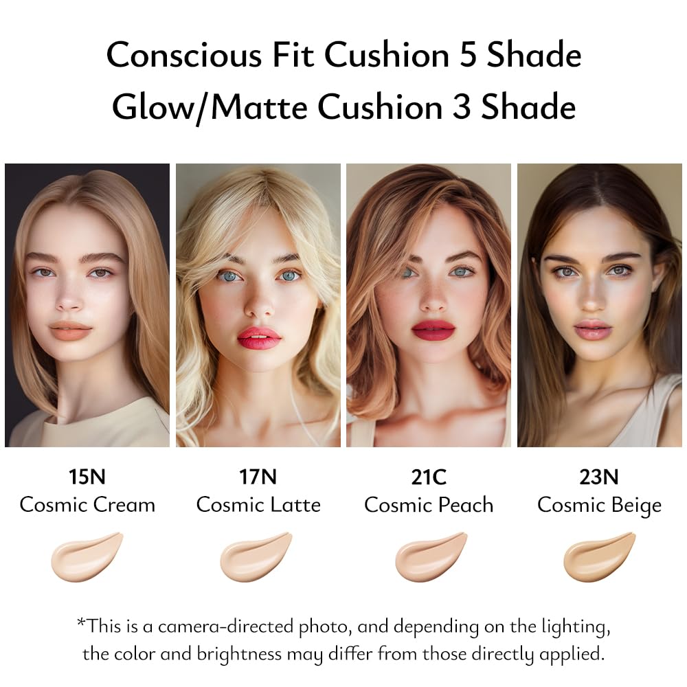 MOONSHOT KOREA Matte Fit Cushion Foundation Full Coverage Matte Finish, Breathable Makeup for Face, Long Lasting, Lightweight K-BEAUTY (21C Cosmic Peach, Matte Fit Cushion)