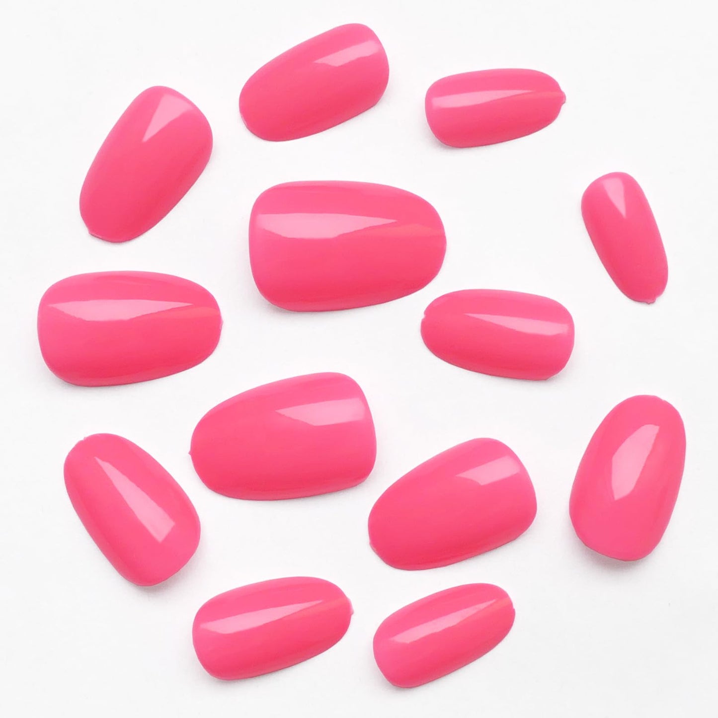 Lifextol Short Press on Nails Almond Fake Nails, 240 Round Almond Press on Nail Short Full Cover Acrylic Presson Nail Tips Hot Pink Artificial False Fingernail & Nail Glue Adhesive Tab for Women Kids