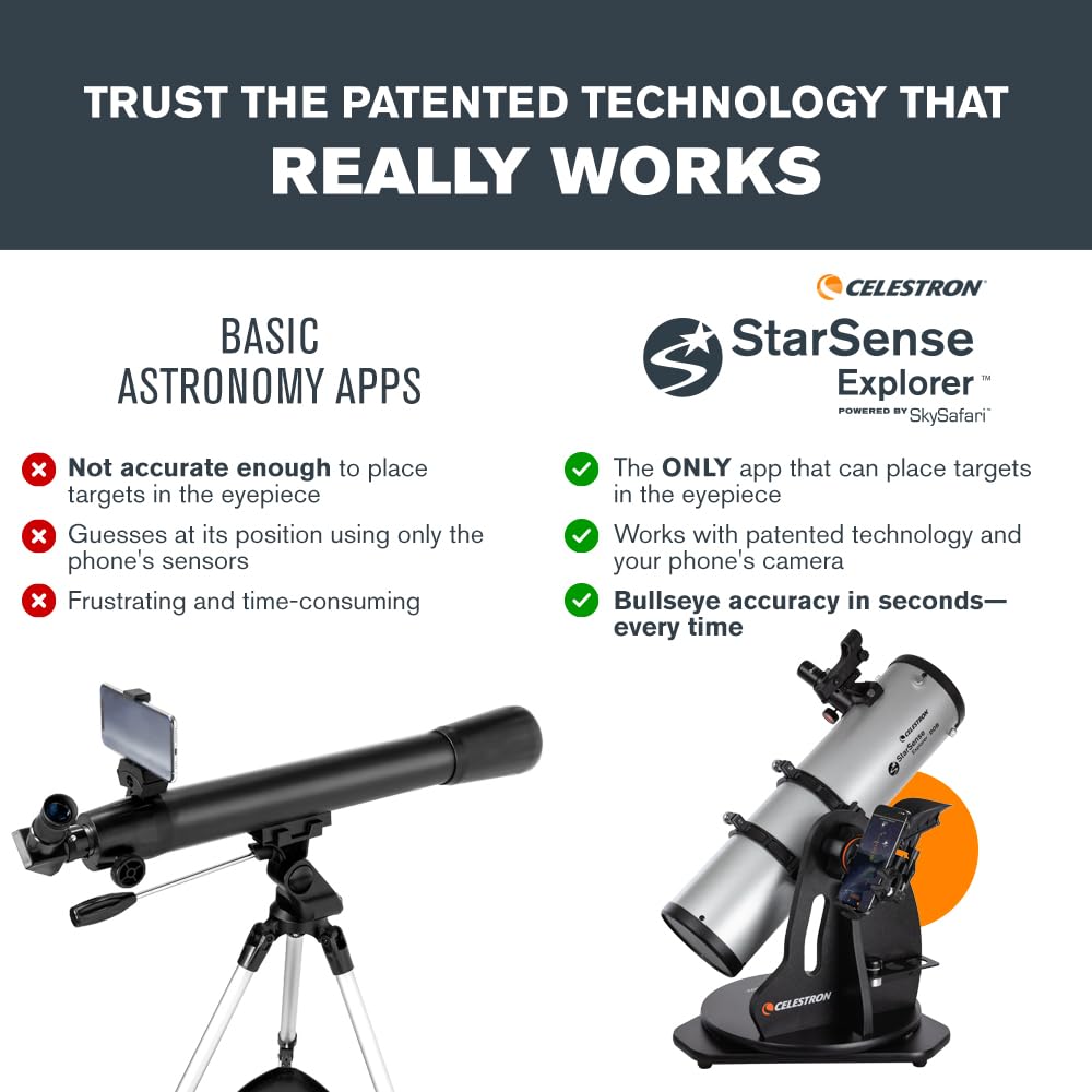 Celestron – StarSense Explorer 130mm Tabletop Dobsonian Smartphone App-Enabled Telescope – Works with StarSense App to Help You Find Nebulae, Planets & More – iPhone/Android Compatible