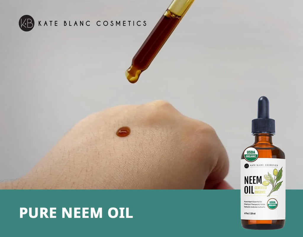 Kate Blanc Cosmetics Neem Oil for Skin, Hair & Face. Safe for Dog, Plants, Scalp (4oz, Organic, Cold Pressed, Concentrate)