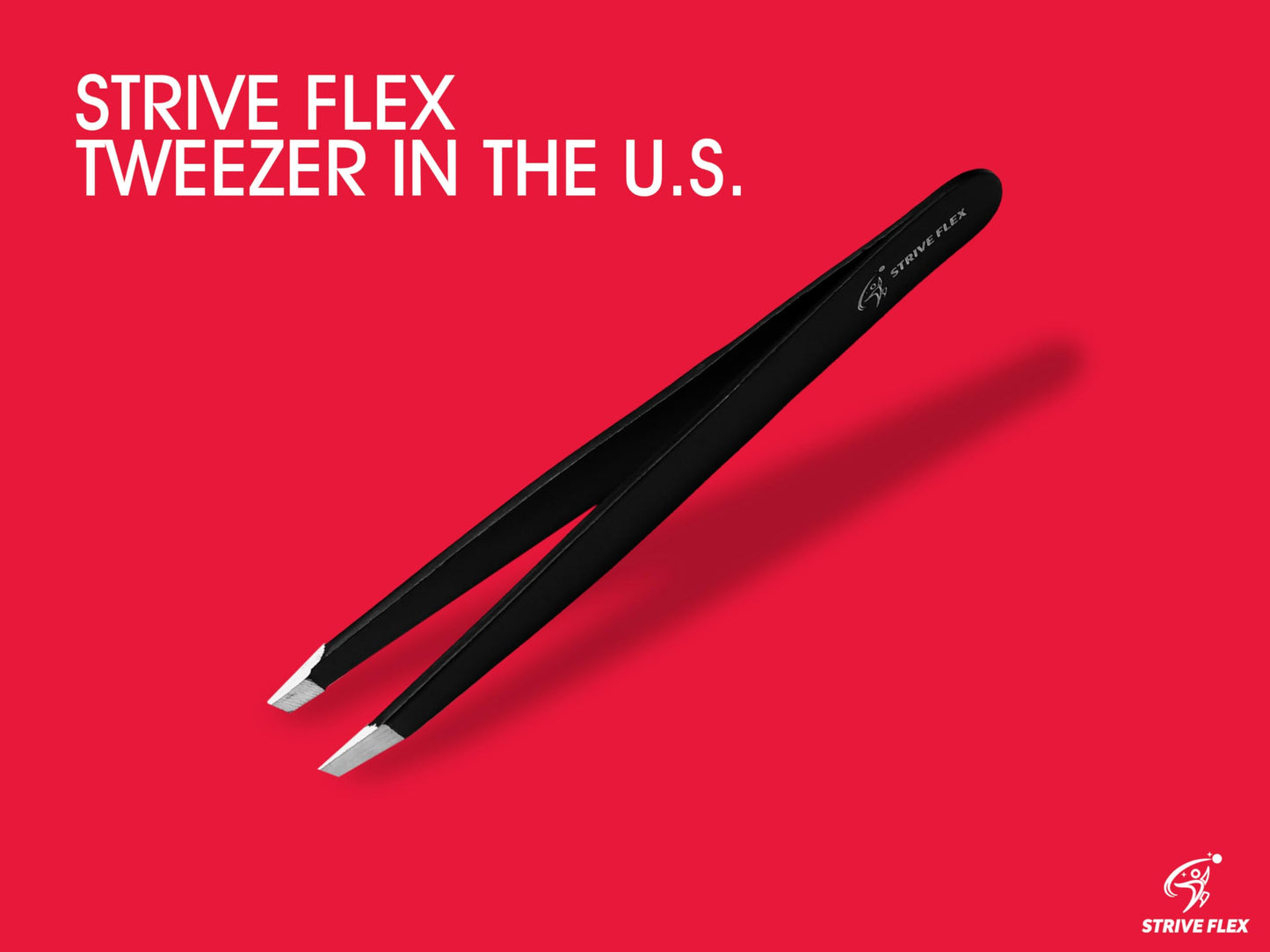 Strive Flex Tweezer Eyebrow Hair Removal Tweezers for Men & Women, Great Precision splinter tweezers and Ingrown Hair Removal Professional Stainless Steel (Black)