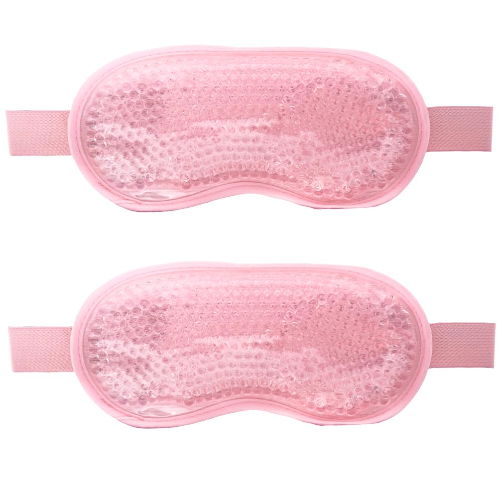 Gel Gel Eye Mask, Cooling Eye Mask Reusable Eye Ice Pack Under Eye Patches, Eye Hot Cold Treatment Pack for Redness, Pain Relief and Eye Relax (Pink - 2count)