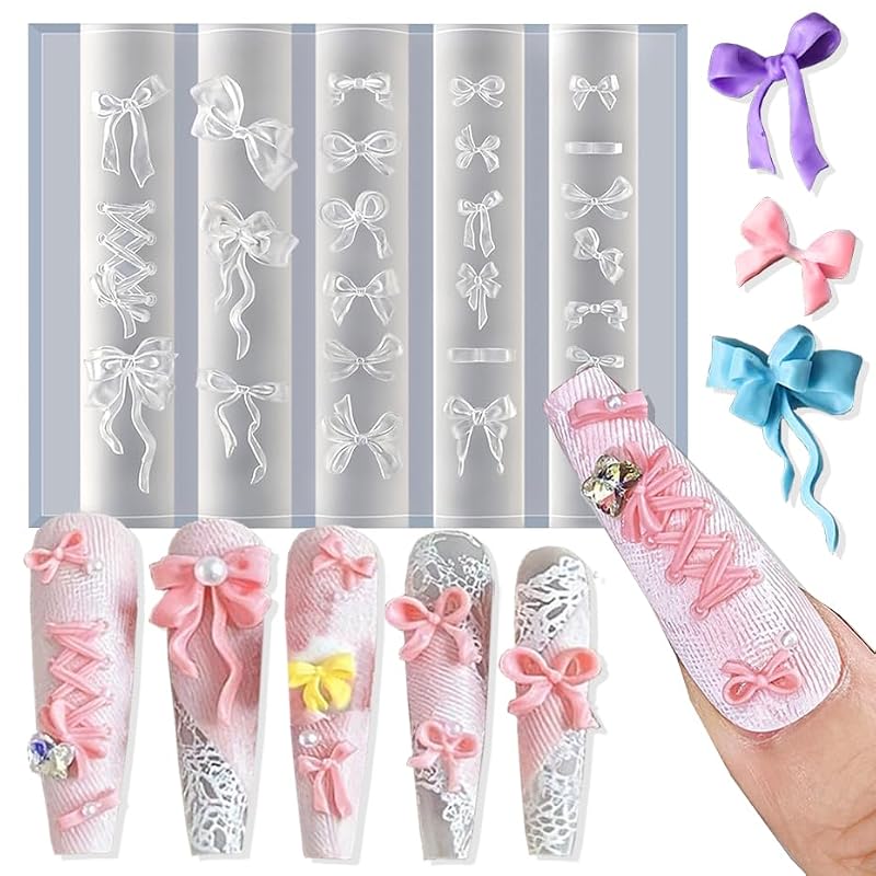3D Bowknot Silicone Nail Mold for DIY Gel Nail Art - Reusable