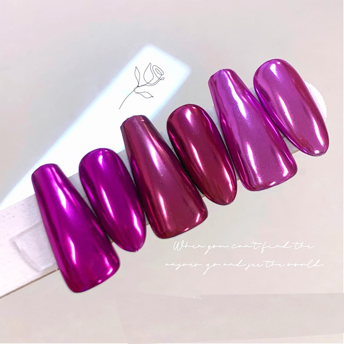 Valentine Pink Chrome Nail Powder Mirror Effect Metallic Dust 3D Holographic Glitter Glazed Manicure Decoration Reflective Pigment for DIY Gel Polish Nail Art Design, Resin Craft, Gifts (3 Jar)