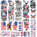 4th of July Temporary Tattoos - 16 Mixed American Flag Designs