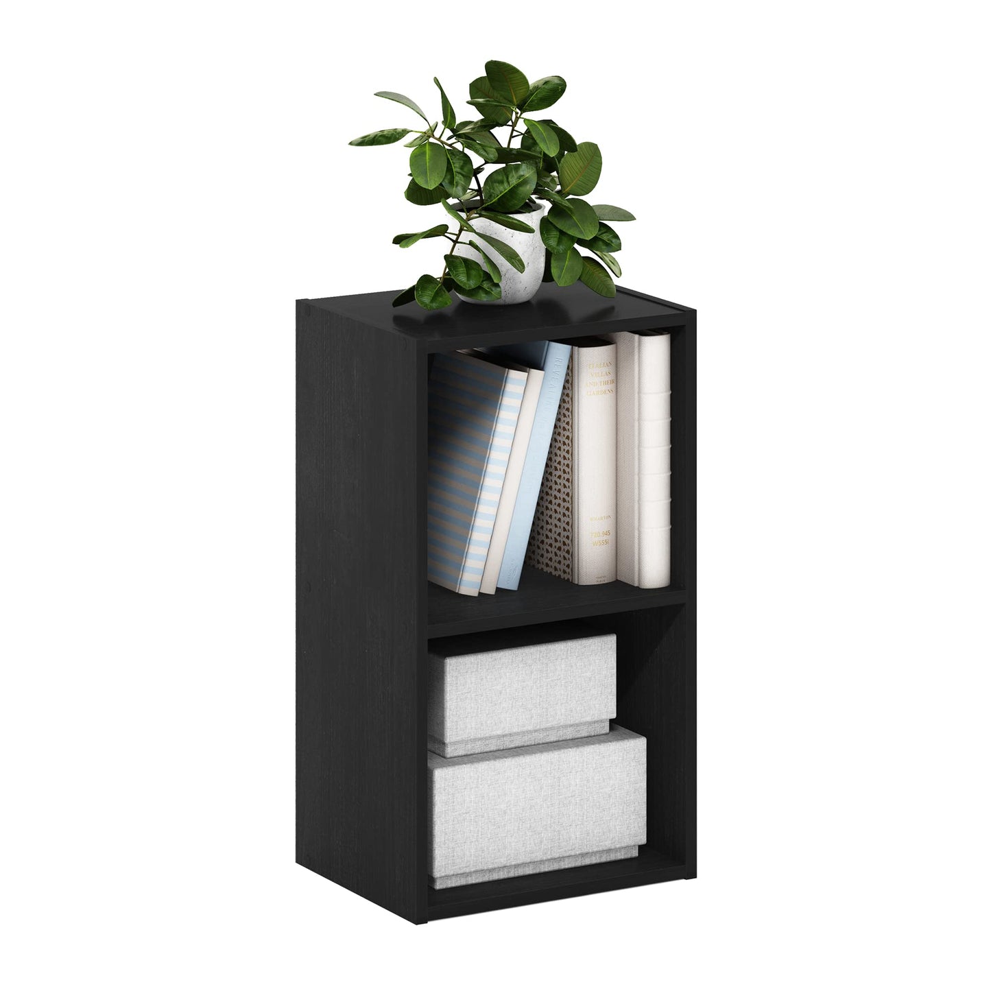 Furinno Luder Bookcase / Book / Storage, 2-Tier Cube, Blackwood