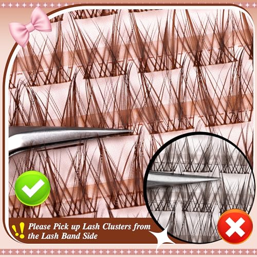 Brown Lash Clusters Wipsy Manga Lashes Clusters Natural Eyelash Clusters Dark Brown Lashes C Curl Cluster Eyelash Extensions Invisible Band False Eyelashes 10-16mm Cluster Lashes 144Pcs