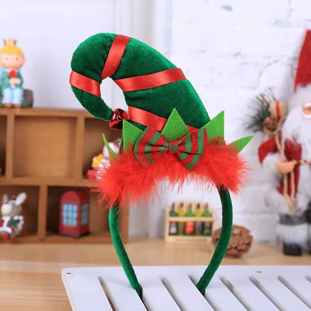 Werhonton Christmas Headband Elves Hat Headwear Holiday Costume Hairband for Women and Girls (1pcs)