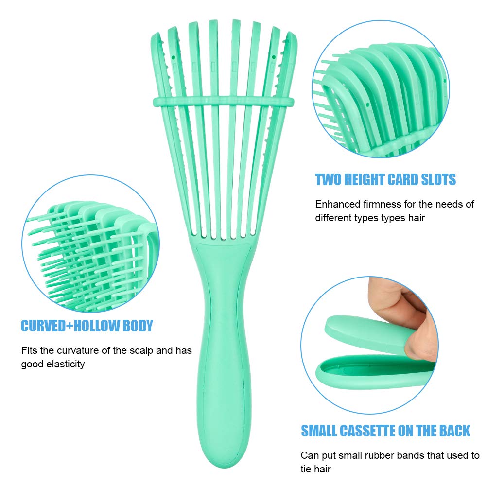 Emoly Detangling Brush for Natural Hair-Detangler for America 3a to 4c Kinky Wavy, Curly, Coily Hair, Detangle Easily with Wet/Dry (Green)