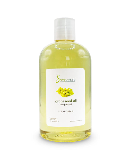 GRAPESEED OIL Cold Pressed Unrefined | 100% Natural Available in Bulk | Carrier for Essential Oils, Face, Skin, Hair Moisturizer, Soap Making | 12 OZ