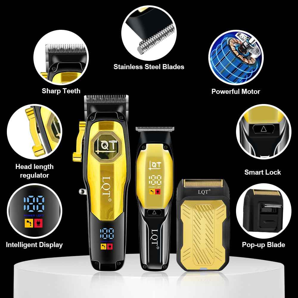LQT Professional Hair Clippers for Man,Hair Clippers Electric Shavers Razor T-Blade Hair Trimmer, 3 in 1 Cordless Barber Trimmer Bald Shavers LED Display Gifts (3PCS)