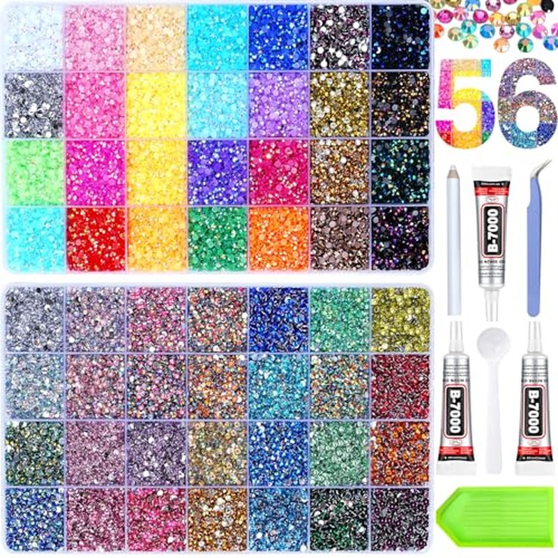 56 Color Bedazzling Kit with 79,000 3mm Rhinestones & Glue