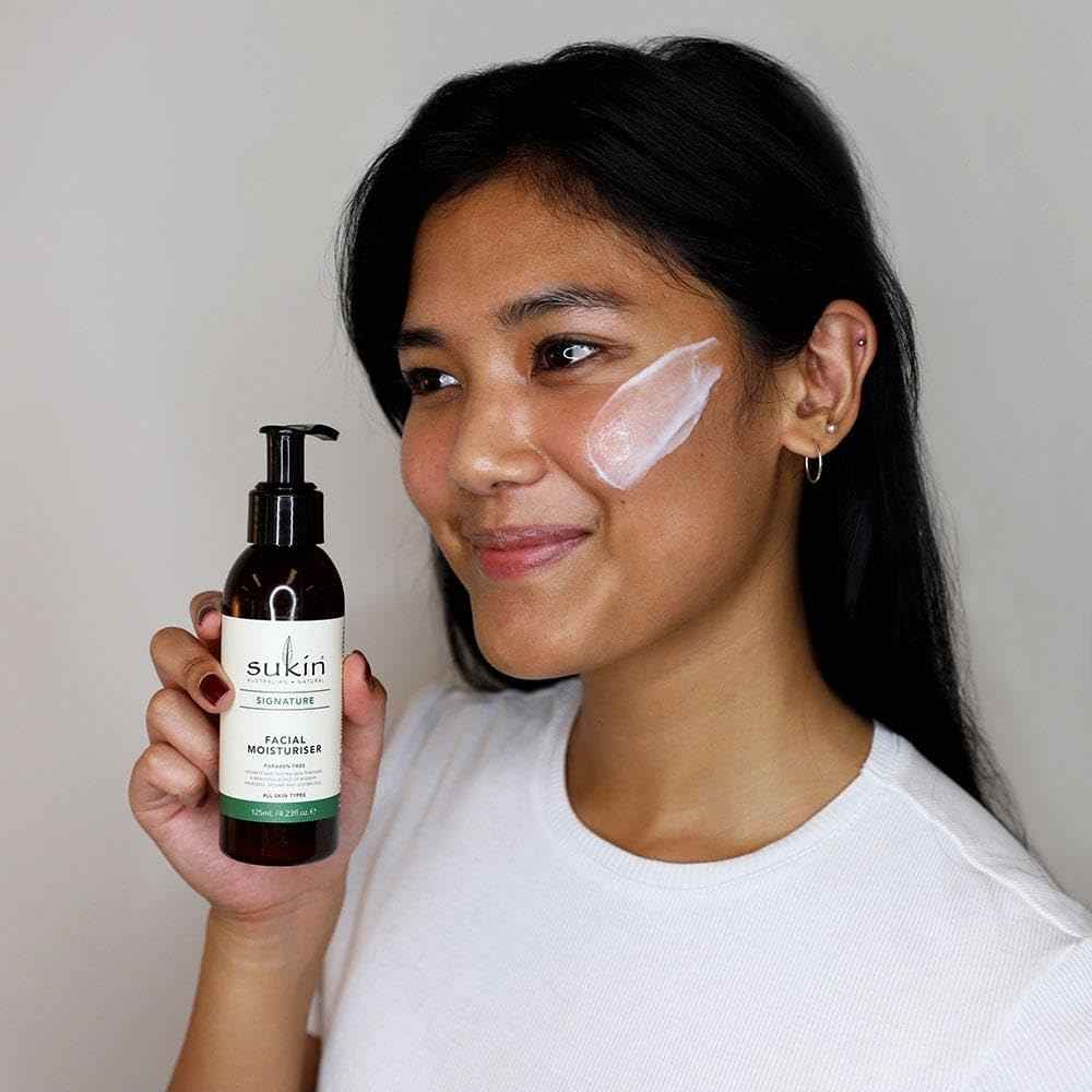 Sukin Facial Moisturizer Pump, Hydrating Face Cream with Wheat Germ and Vitamin E to Deeply Nourish, Soften and Improve Skin Texture, 4.23 Fl Oz (Pack of 3)