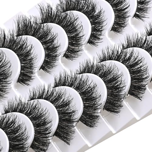 FARRED Cat Eye Faux Mink False Lashes - Wispy & Fluffy 10 Pairs