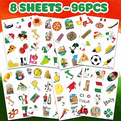 Italian Temporary Tattoos 96 PCS Party Favors