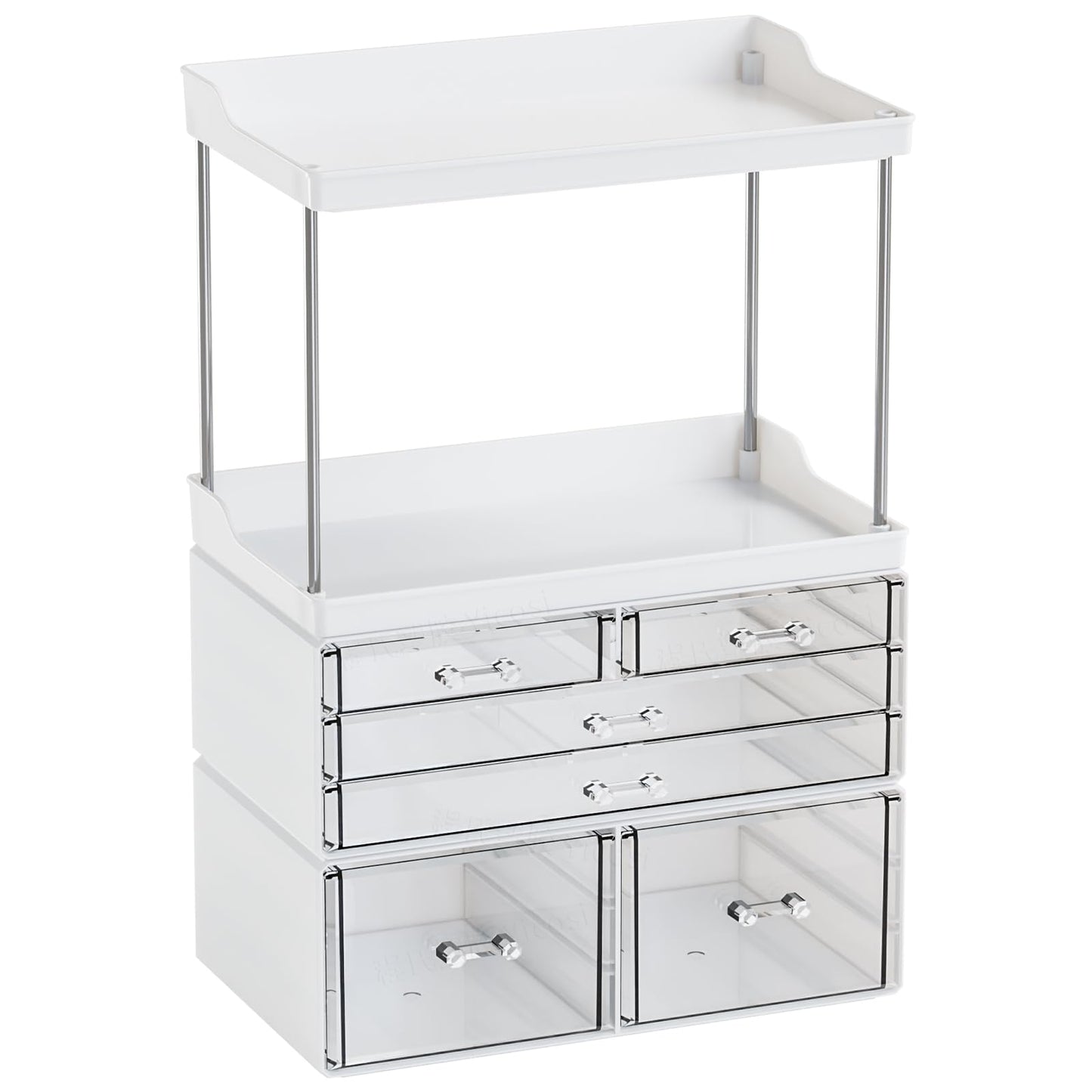 Yieach Bathroom Counter Organizers and Storage,White Acrylic Makeup Organizers with Drawers for Vanity,Bedroom,Plastic Skincare Organizer for Dresser Top Beauty,Cosmetic,Lotion and Perfume Organizer