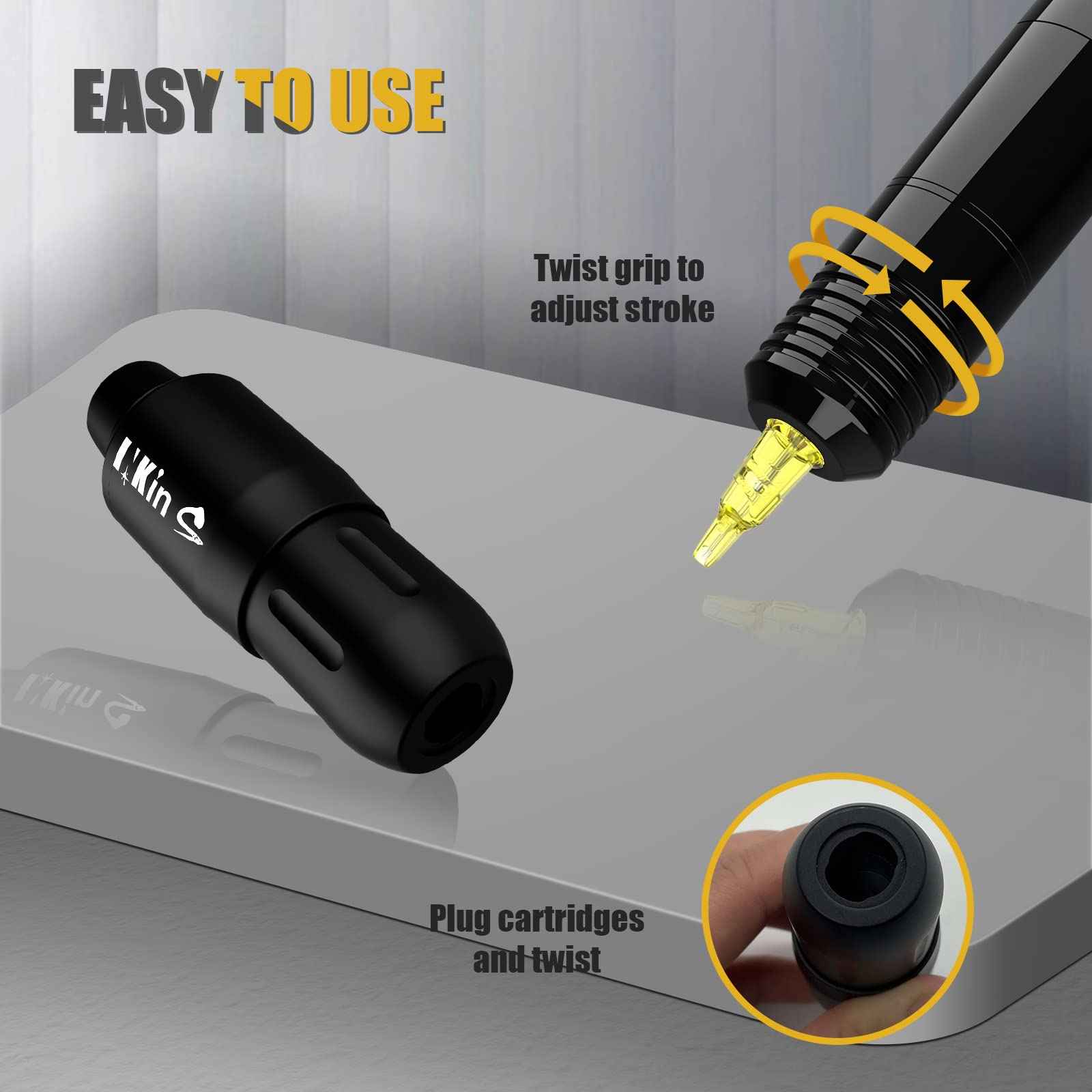 EZ Tattoo Machine Kit, Professional Rotary Tattoo Gun Kit Complete Cartridge Pen with Case for Beginners Power Supply