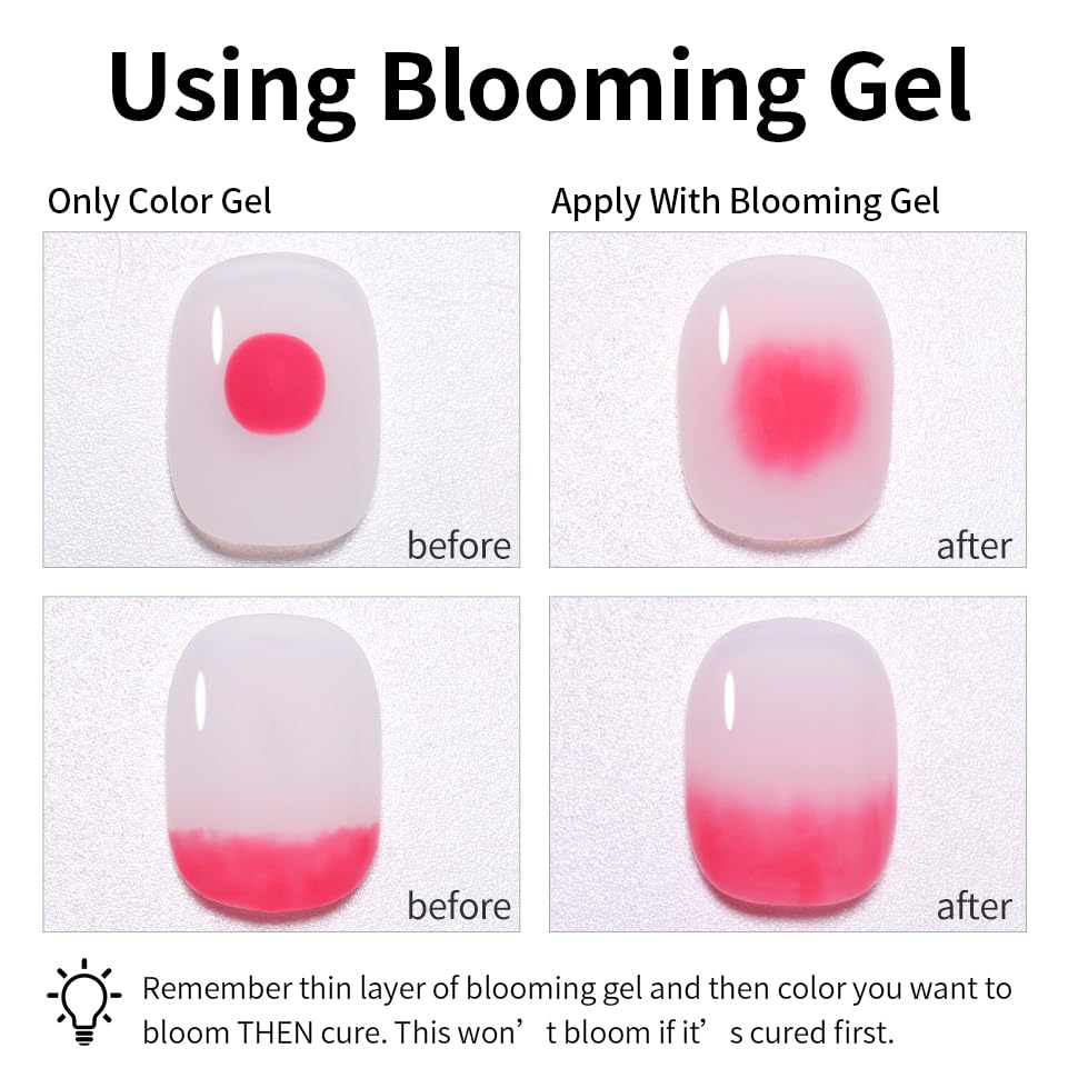 Firedeep Blooming Gel Nail Polish,16 ml Clear Nail Blooming Gel Polish Spreading Effects Nail Art Accessories for Floral Print Soak Off UV Gel 1Pcs