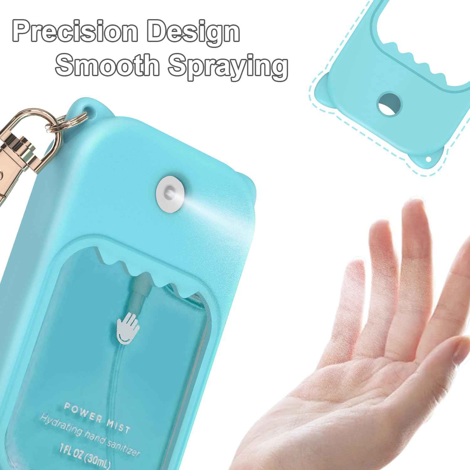 taessv 3Pcs Hand Sanitizer Spray Case for Touchland Silicone Touchland Case Keychain Cute Hand Sanitizer Spray Holder Compatible with Touchland Power Mist Gentle Mist Glow Mist (Pink & Purple & Blue)