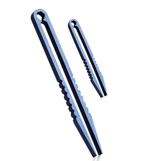 2 Pcs EDC Tweezers Titanium Tweezers Portable Titanium Alloy Tweezers Precision Tweezers Travel Portable Small Tweezer Pick Up Tweezers for Camping Outdoor Gadget(Blue)