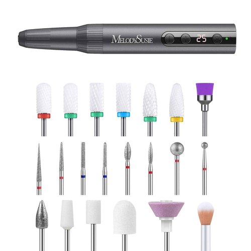 MelodySusie Rechargeable Cordless Electric Nail Drill with 21pcs Nail Drill Bit Set
