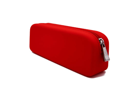 Gorgcase Silicone Pen Pencil Bag case with Zipper, Water Leak Resistant,Toiletry Essentials Holder, Cosmetic Pouch Organizer Drop kit for Personal Items,School,Gift,Kid,Teen, Student, Red