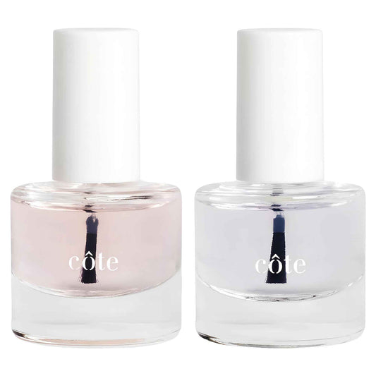 Cote Beauty Nail Strengthener Base Coat & Quick Dry Nail Polish Top Coat Bundle, Strengthens Nails, Fast-Drying Glossy Finish, Chip-Resistant, Long-Lasting, Vegan & Cruelty-Free, 0.27 fl oz Each
