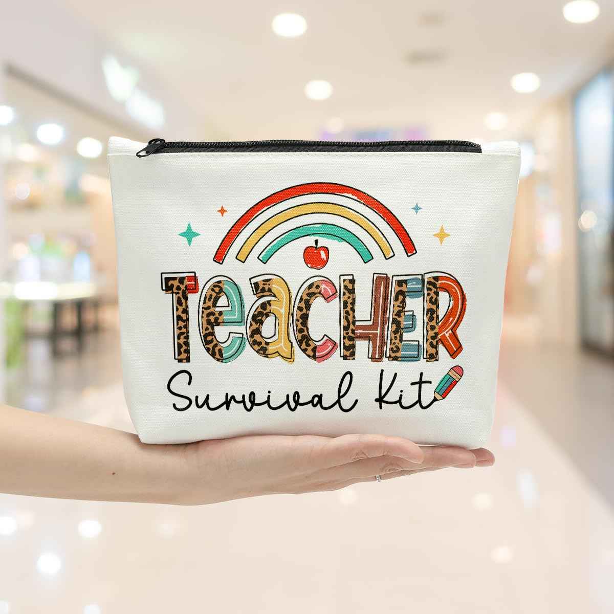 Sldpngo Teacher Survival Kit - Makeup Bag for Women, Birthday Gifts, Appreciation Gifts with Cosmetic Essentials