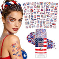Gloomix Patriotic Face & Hair Glitter Kit Red White Blue with 100 Stickers for 4th of July