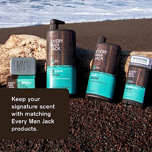 Every Man Jack Mens Sea Salt Hand & Body Lotion for All Skin Types - Dermatologist Tested & Hypoallergenic - Nourish Skin with Lightweight Fast Absorbing Lotion - 13.5oz 3 Bottles