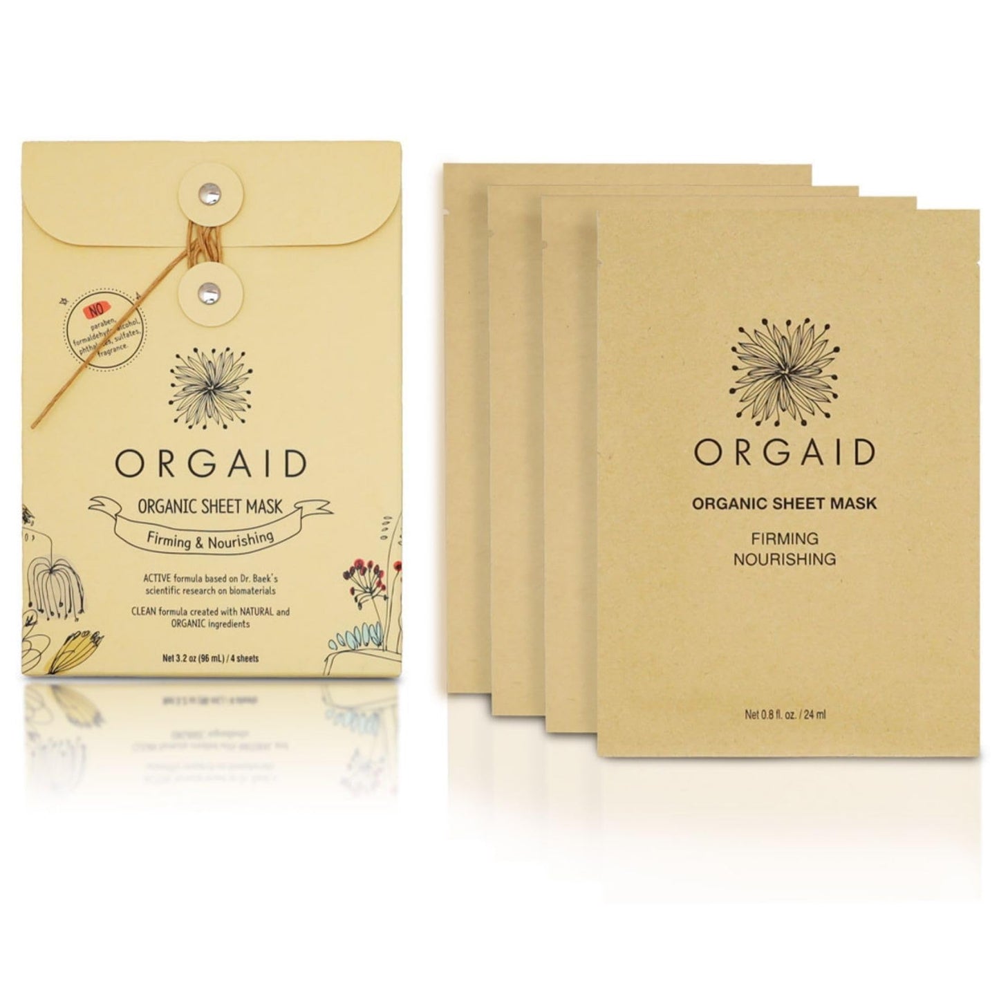 ORGAID Organic Sheet Mask | Made in USA (pack of 4) (Firming & Nourishing)