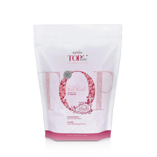 Italwax Top Line Pink Pearl - 750g / 1.65lb - Hard wax beads for hair removal - Unscented - Synthetic formulation ideal for sensitive skins - Recommended for Bikini area and Armpits