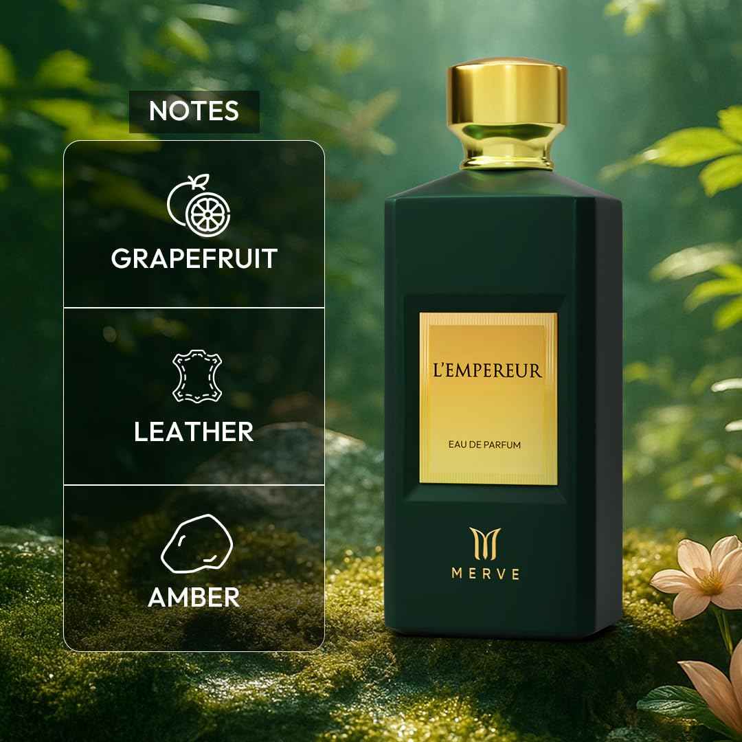 Merve L’Empereur Premium Long Lasting Fragrance Luxury Scent For Unisex | Citrus, Gourmand, Woody | Last All Day | 3.4 Ounces