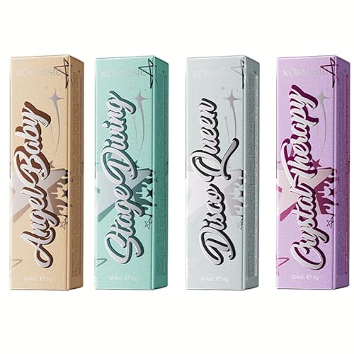 Glitter Liquid Eyeshadow Set, Metallic Shimmer Eye Makeup Eyeshadow with Smooth Gel Formula, Quick Drying & Pigmented, Long Lasting Flawless-Looking (Pack of 4)