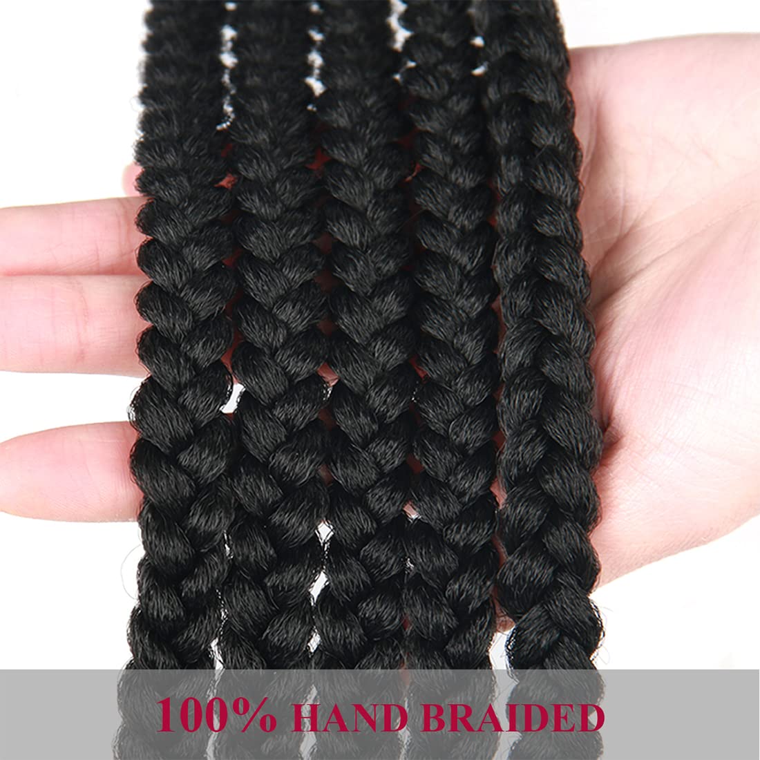 7 Packs Crochet Box Braids Pre Looped Box Braid Goddess Box Braids Crochet Hair Extensions Straight Crochet Hair For Black Women Crotchet Braid Hair Bundle (20 Inch（Pack of 7）, 1B#)