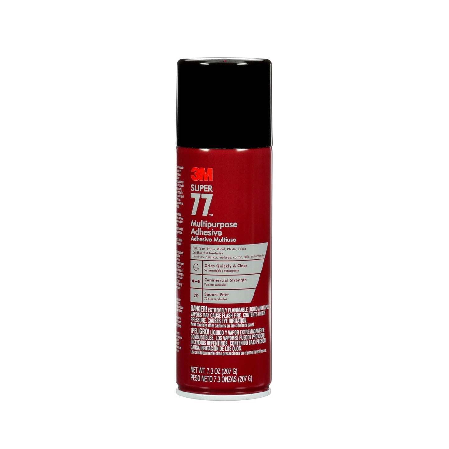 3M Super 77 Multipurpose Spray Adhesive, 7.3 oz., Provides Secure Bond In 15 Seconds, Dries Clear, Ideal For Plastic, Glass, Paper, Fabric, Wood, Foam, Cardboard, Fiberglass & More (77-10)