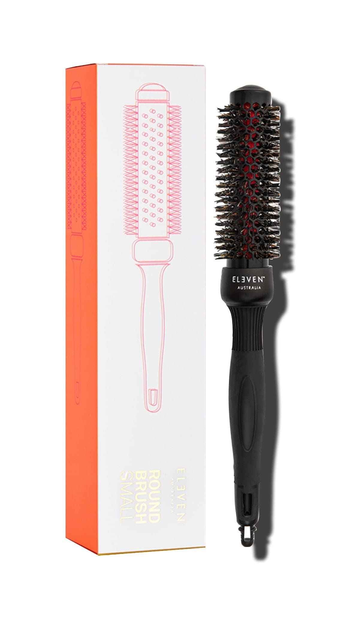 ELEVEN AUSTRALIA Small Round Hair Brush for Blow Drying & Blow Out Styling - Roller Brush for Women & Men, Professional Style Tool for Curling, Magnesium Barrel, Boar & Nylon Bristles