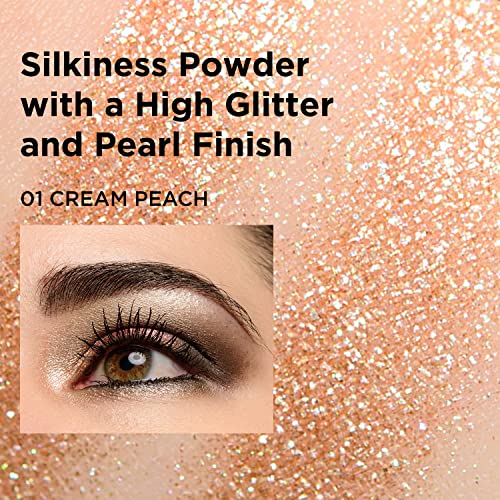 Touch in Sol Metallist Sparkling Foiled Pigment (#1 Cream Peach) - Diamond and Pearl Powders to Create Holographic Look - Dazzling Sparkles Gorgeous Glitter Eye Shadow