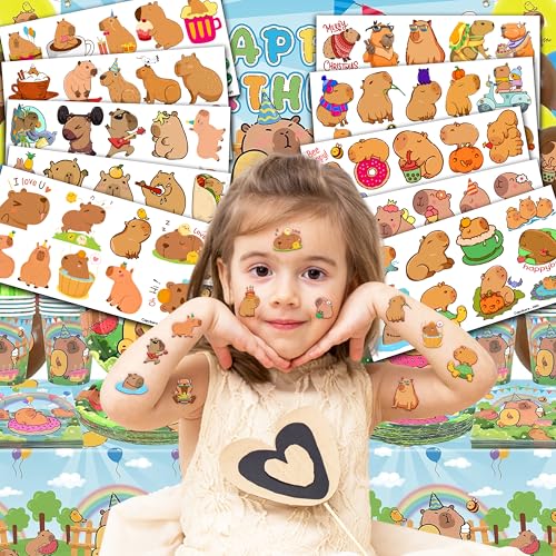 96PCS Capybara Temporary Tattoos – Party Favors & Stickers