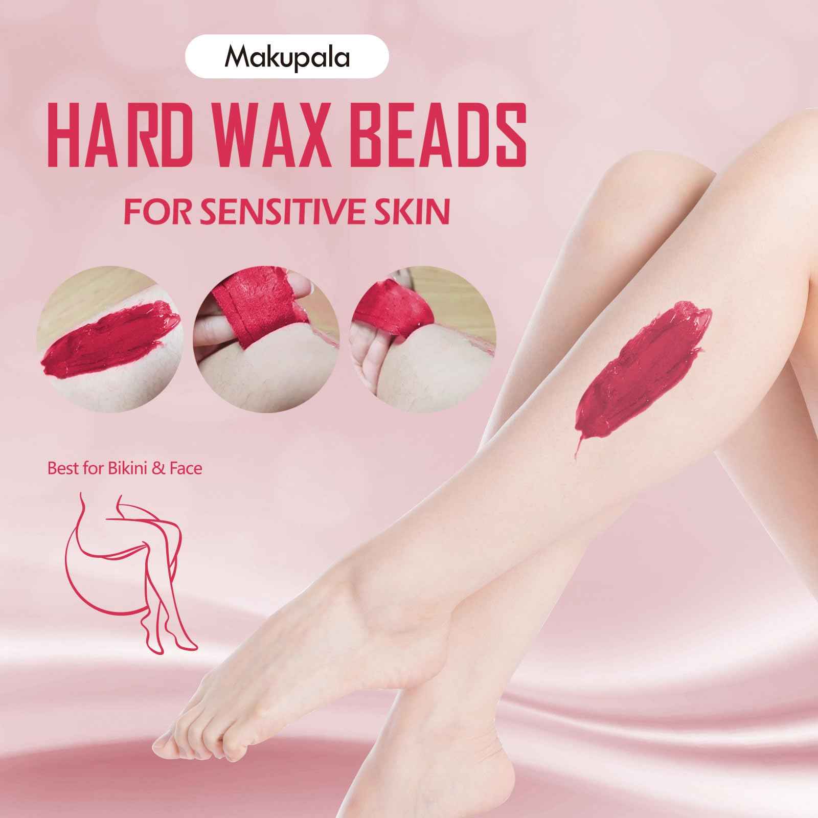 Hard Wax Beads for Hair Removal, 3lb Bulk Red Professional Brazilian Waxing Beads for Sensitive Skin Women Men, 48oz Big Bag of Wax Pellets for Body Bikini Legs Fine Hair & Coarse Hair Strawberry Red