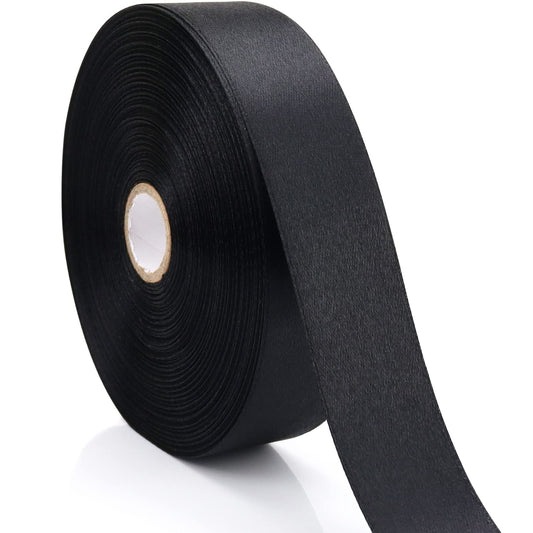 Nsilu 1 inch, Black Ribbon for Gift Wrapping 50 Yards Perfect Wedding Party Wreath Sewing DIY Hair Accessories Decoration Floral Hair Balloons Other Projects