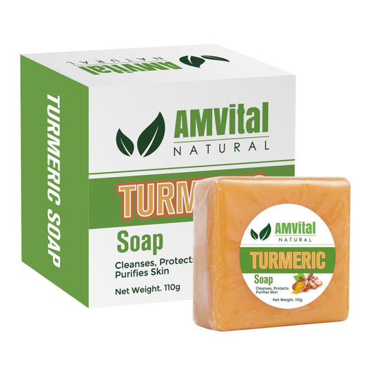 AMVital Turmeric Soap Bar for Face & Body-Acne, Dark Spots, Smooth Skin, Natural Handmade Soap For All Skin Types For Men and Women(3.88 oz)