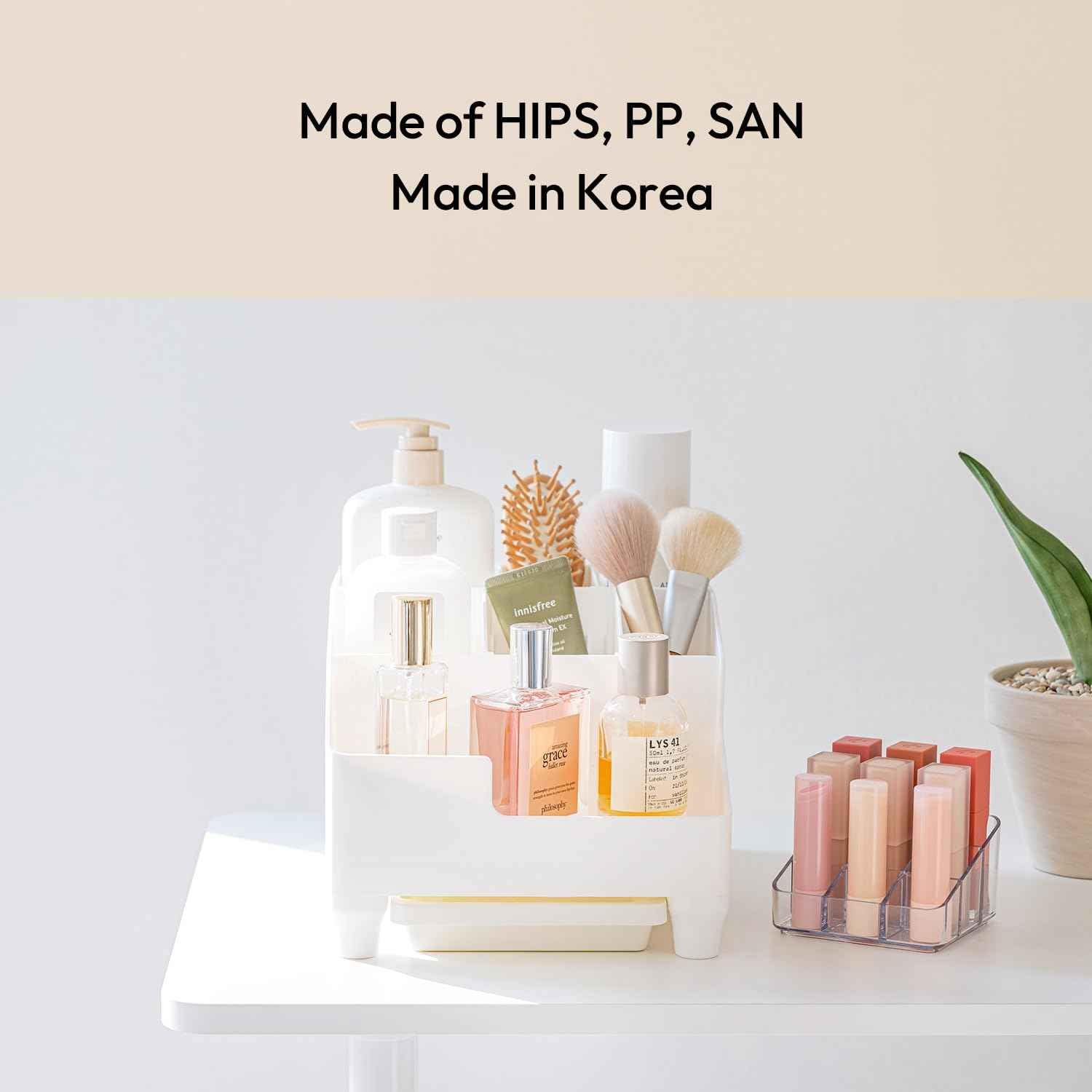 carrotez Make up Vanity Organizer Countertop Skincare Cosmetic, Accessories Organizers Customizable Compartments - White