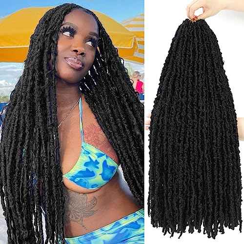 24 inch Butterfly Locs Crochet Hair Pre Looped Distressed Faux Locs Crochet Hair for Black Women 6 Packs Butterfly Soft Locs Natural Hair Extension(24inch,1B)