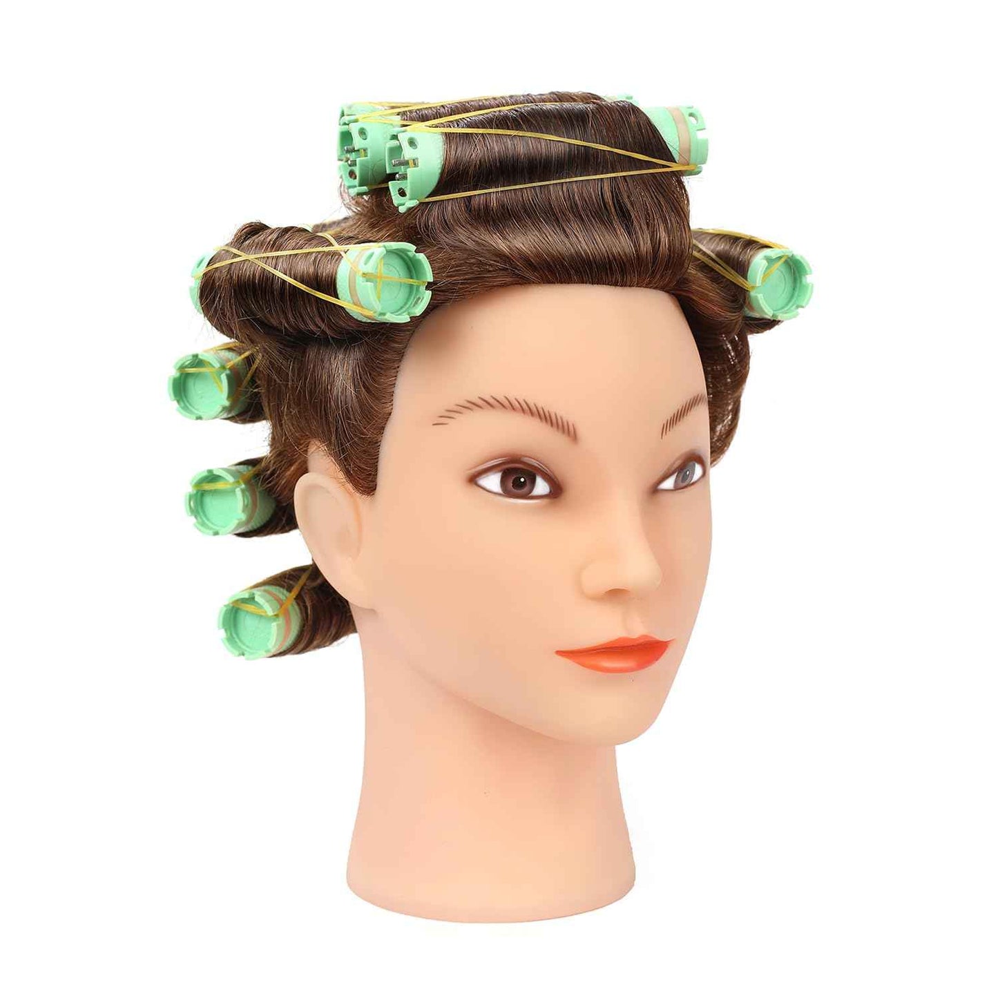 100% Human Real Hair Mannequin Head with 9 Tools and Clamp, Hairdressers' Practice Training Manikin Head and Cosmotology Doll Head for Hairstyling and Braid - Dark Brown