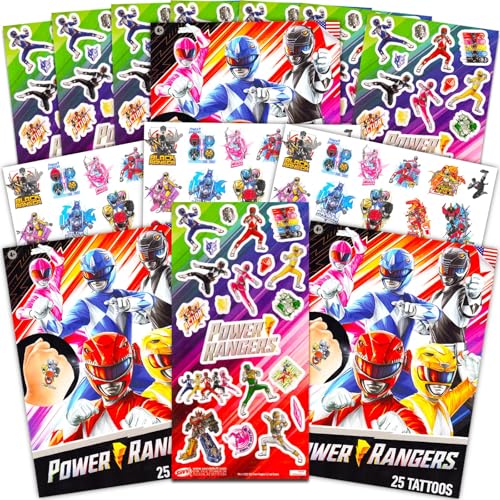 Power Rangers Party Favors Pack - Bundle with 150 Stickers and 75 Temporary Tattoos for Boys, Girls, Kids | Power Rangers Party Supplies