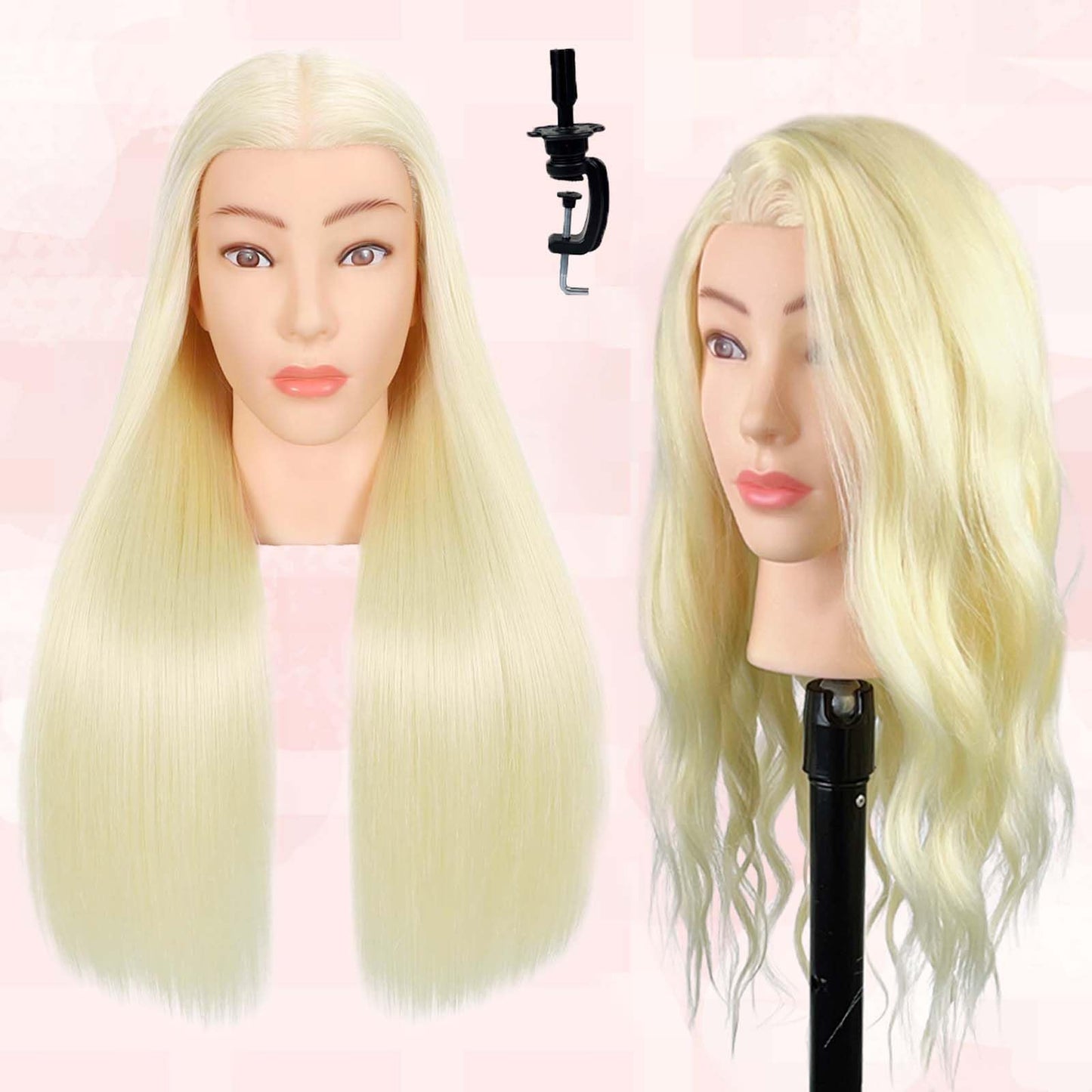 MQHIHI Mannequin Head Human Hair, 80% Real Hair Mannequin Head Cosmetology Manikin Practice Doll Head for Braiding Hairstyling Cutting with Free Clamp Holder and Tools (Blonde)