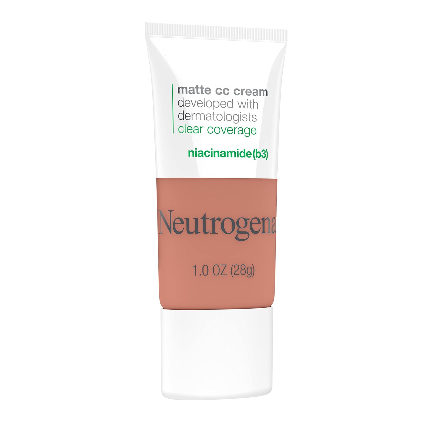 Neutrogena Clear Coverage Flawless Matte CC Cream, Full-Coverage Color Correcting Cream Face Makeup with Niacinamide (b3), Hypoallergenic, Oil Free & Fragrance Free, Warm Honey, 1 oz